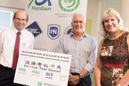 CDU Vice-Chancellor Professor Simon Maddocks, City of Darwin Lord Mayor Kon Vatskalis and NT Education Minister Eva Lawler