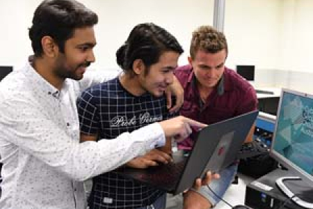 Students Farhan Khan, Aasish Adhikari and Xavier Thorbjornsen will take part in the Cyber Security Challenge Australia this week