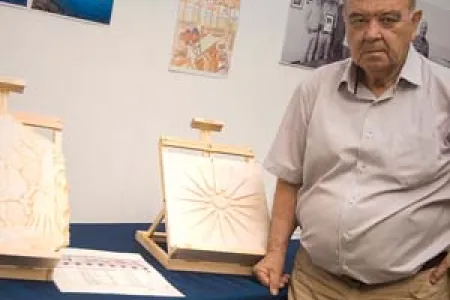 Mr Evangelos Fylaktos with his Greek marbles.