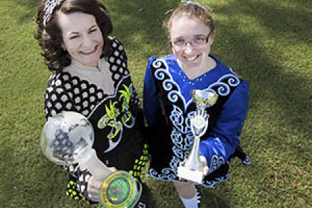 From left: World champion Michelle Spillane and Christine Collins did Australia proud at Irish dancing competitions.