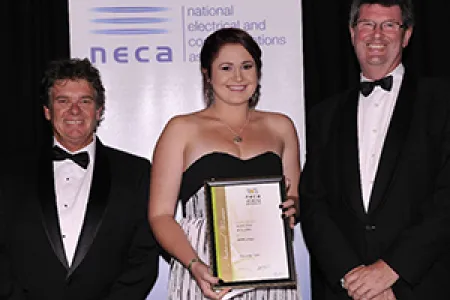 Taylor Fishlock with industry representatives at the excellence awards.