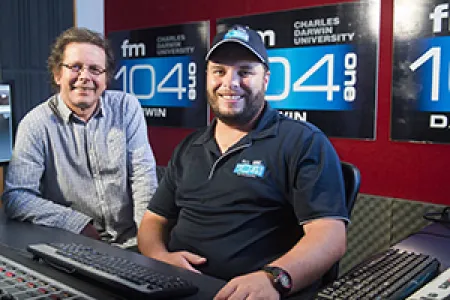 Breakfast show host Johnny McKay to depart after five years on air at Territory FM. Pictured with Station Manager Jih Seymour