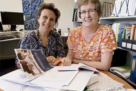 (From left): Dr Michele Willsher and Professor Sue Shore prepare for departure to Lao.