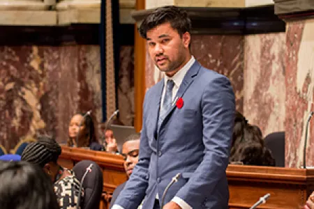 Law student Mark Munnich at the 8th Commonwealth Youth Parliament in Canada. Photo: Legislative Assembly of British Columbia