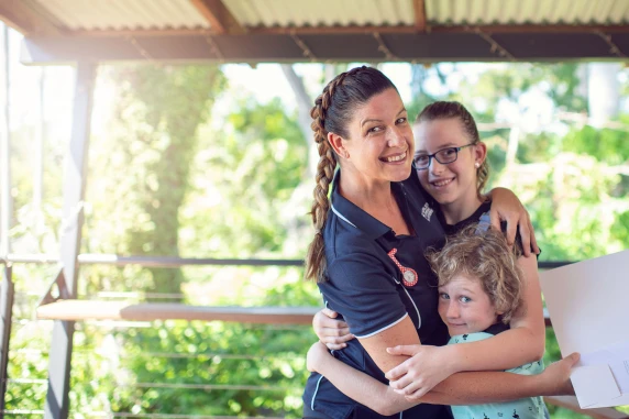 Nursing student hugging