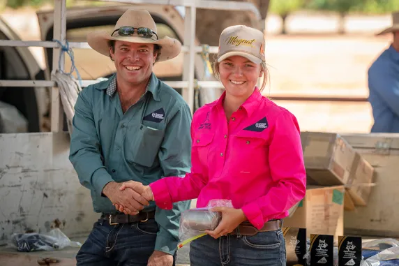 CDU Rural Operations student Kristy Gamble with program organiser Russell Young