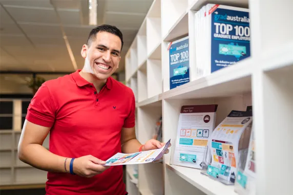 CDU international student Ben at the careers and employment office