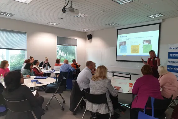 Alumni awards finalist Dr Anna Fletcher presenting