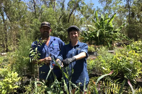 Horticulture student Chloe Roch working at Territory Native Plants