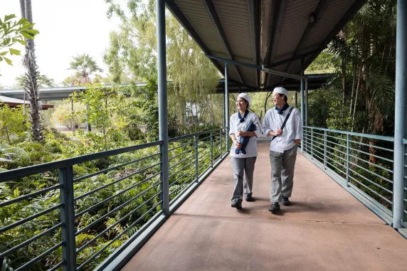  cookery students walking at palmerston campus