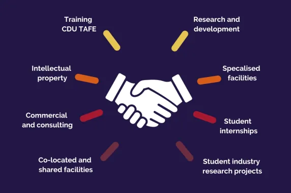 Infographic of business development and partnerships with CDU