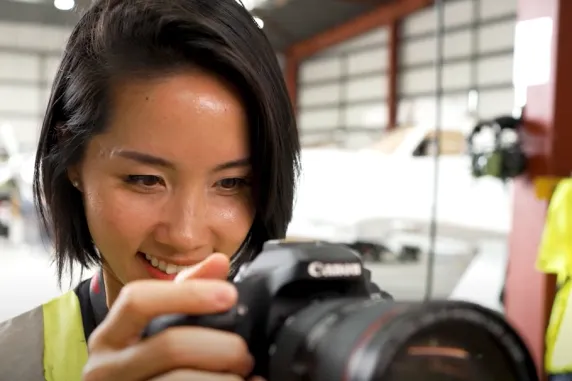 Ellie using the camera