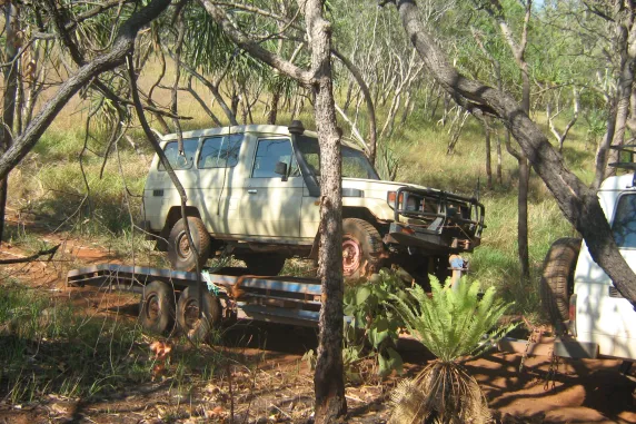 Research vehicle driving through Gawa country