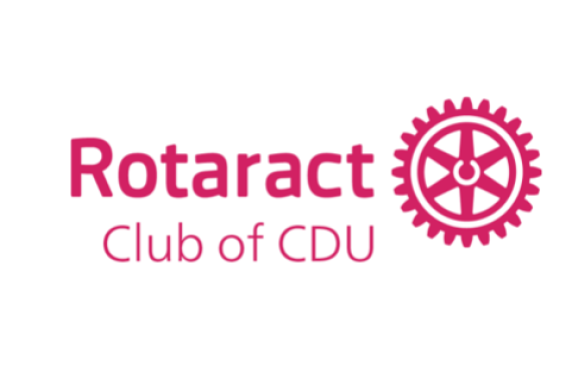 Rotoract Club logo with  pink wheel