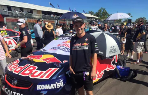 Zach Davis with a car