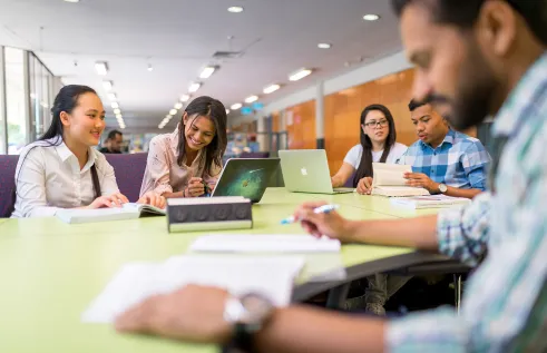 Students in the library