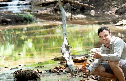 Scientist tests water -test