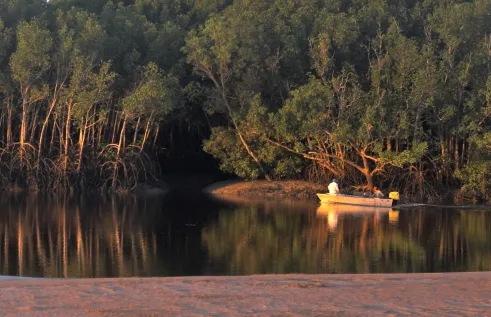 Boat in river (RIEL image only)