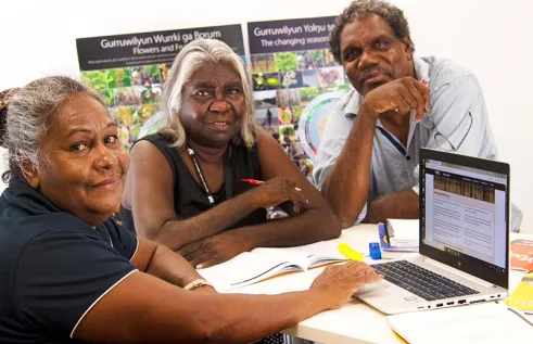 Brenda Muthamuluwuy, Joy Bulkanhawuy and Gawura Wanambi_web