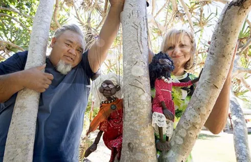 Tony lee and Michelle Moss with the marionettes