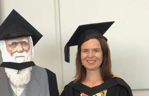 Margaret with her graduation gown on