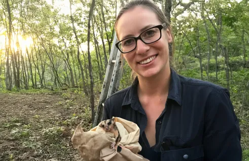 CDU Student Alyson with an baby possum 