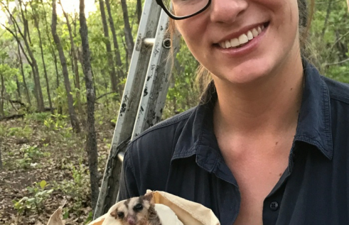 CDU Student Alyson with an baby possum 