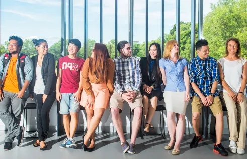 Large group of CDU students in a line