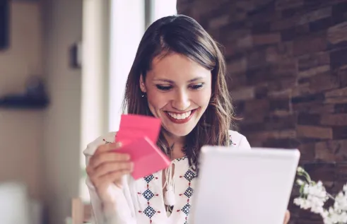 Lady studying on a laptop
