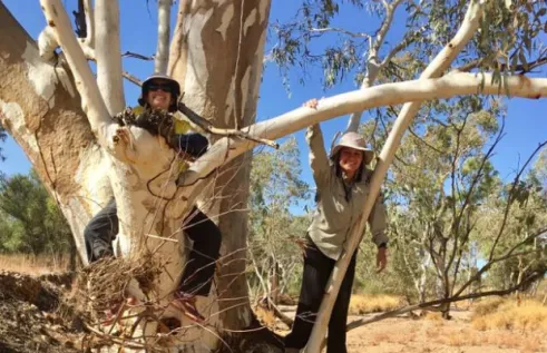 Meg Parry Environmental Sciences alumni at CDU with fellow student travelling