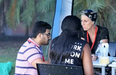 CDU student Emma Kettle with fellow CDU students