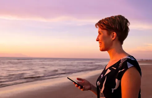 CDU student watching the sunset
