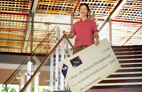 Dr Winnie Chen is pictured after winning the CDU leg of the Visualise your Thesis competition