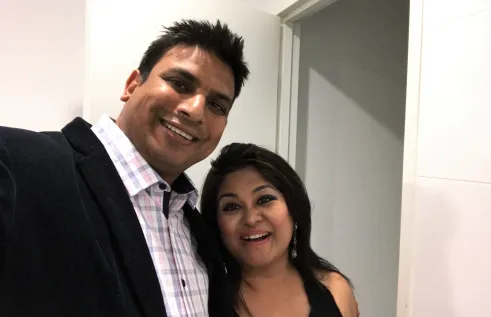 CDU IT student Anup Prasad with his wife