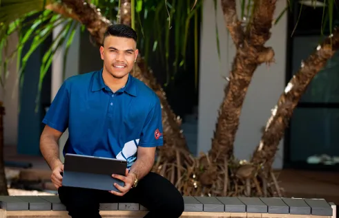 VET student Jahdai Vigona on Casuarina campus