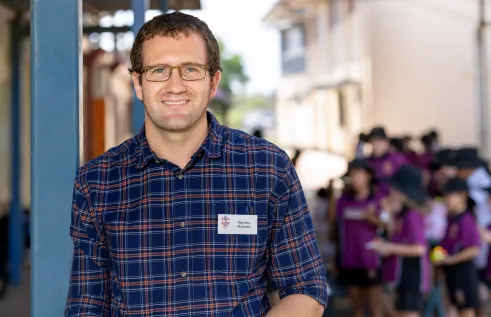 Teaching graduate Matt McKenna at school