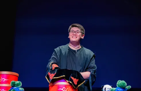 Teaching student Wesley performing magic