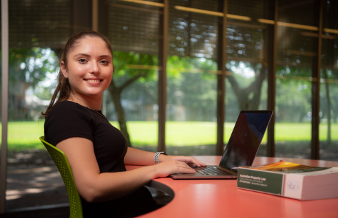 Accounting student Eugenia in Casuarina campus library