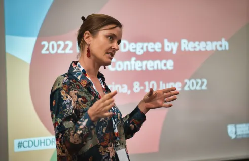 research student speaking