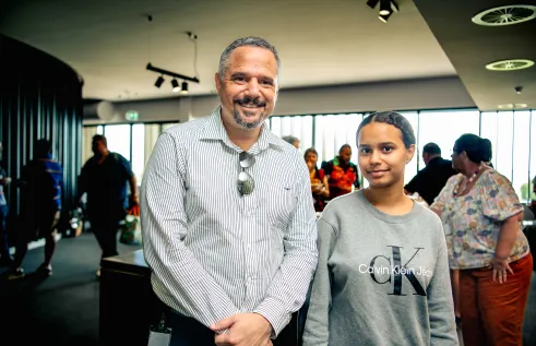 Charles Darwin University (CDU) alumnus John Rawnsley and his daughter Aaliyah Rawnsley.