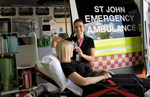 CDU Paramedicine Lecturer Amy McCaffrey in the new paramedicine facility. 