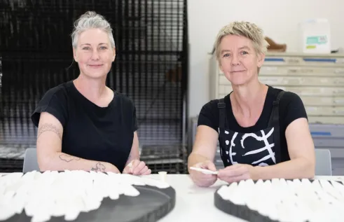 The ‘Flow States’ artwork co-created by CDU Visual Arts Lecturers Melanie Robson and Dr Kate Murphy (aka Ellis Hutch) was one of ten installations showcased in a premier outdoor art exhibition in Brisbane last week.