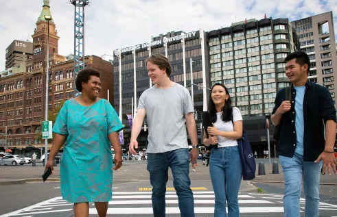 Image of students walking in front of CDU sSdney