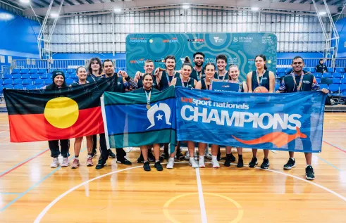 Charles Darwin University (CDU) took home the trophy in the basketball final at the 2023 Indigenous Nationals games held at Monash University in Melbourne.