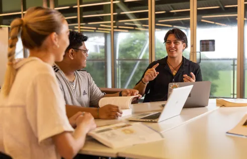 Students studying in library