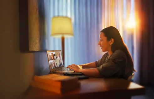 Student Courtney on laptop