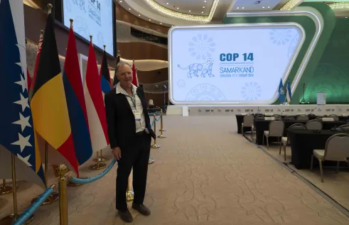 Prof Stephen Garnett at the Conference of the Parties to the Convention of Migratory Species in Samarkand, Uzbekistan. Photo: G. Barry Baker. 