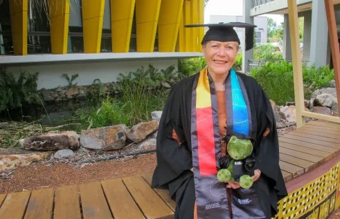 Larrakia elder and CDU design graduate Yvonne Odegaard.