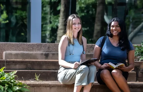 2 girls on stairs
