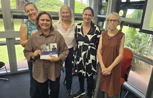 Dr Kate Golebiowska, Dr Tracy Woodroffe, Alicia Boyle, Professor Ruth Wallace, and Professor Kim Humphery at the launch.